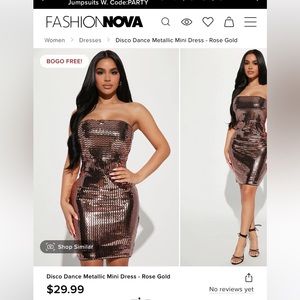 Fashion Nova Rose Gold Metallic Mini Dress